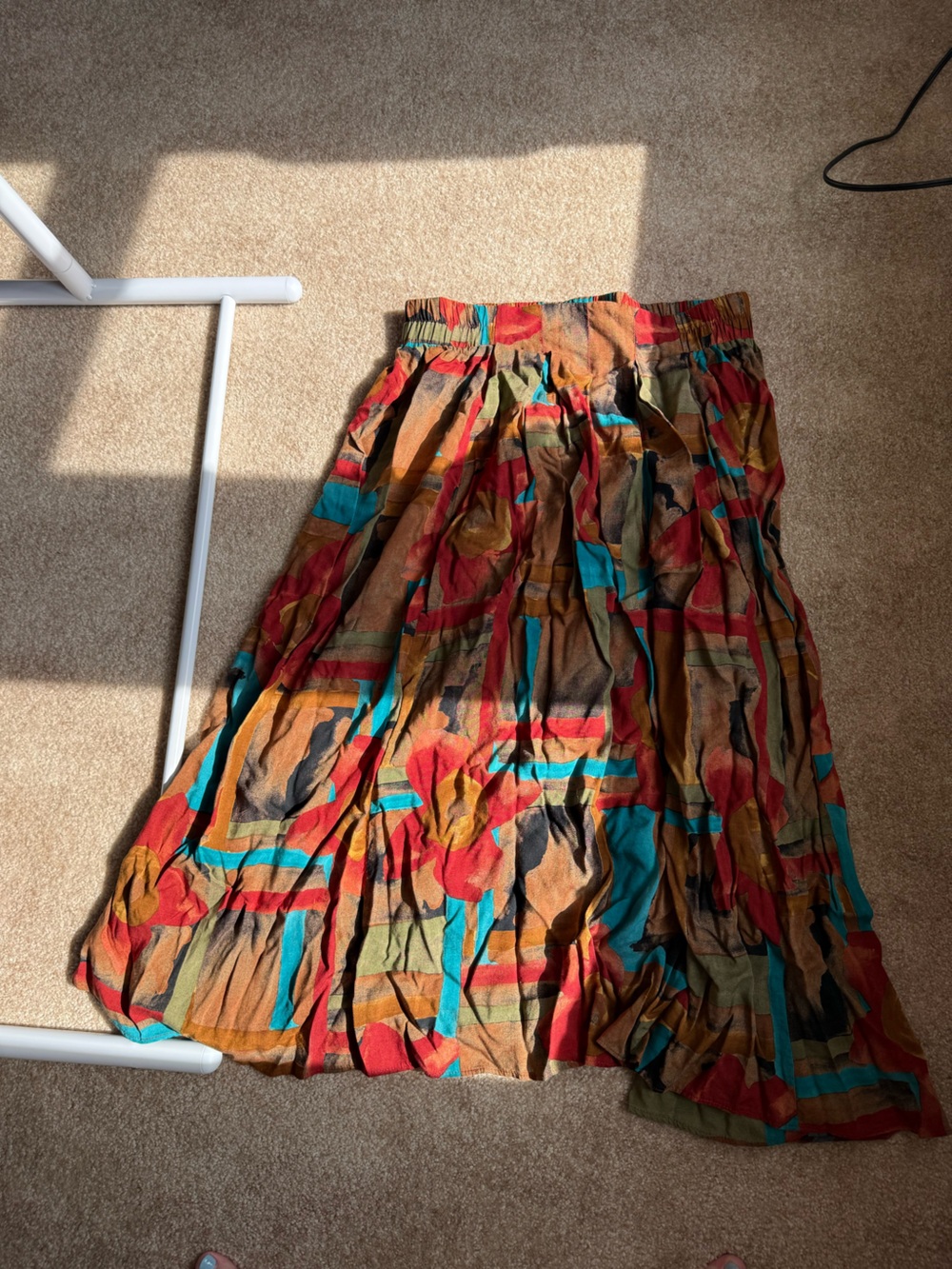 Vintage Sunny Lady brown, red, and blue pattern skirt